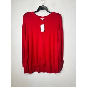 Westbound Womens Red Long Sleeve Sweater Tunic Size 2X Button Detail NEW